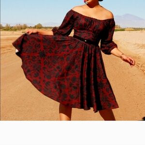 Pinup CouturePinup GirlClothingLaura Byrne, Marie Therese Peasant Dress Merlot